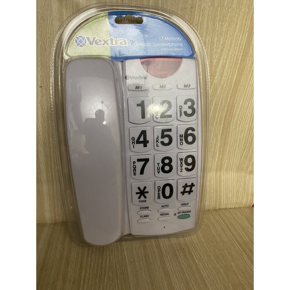 Vextra VR553 Desktop Speakerphone Large Keypad‎ 13 Memory White Corded Phone NEW